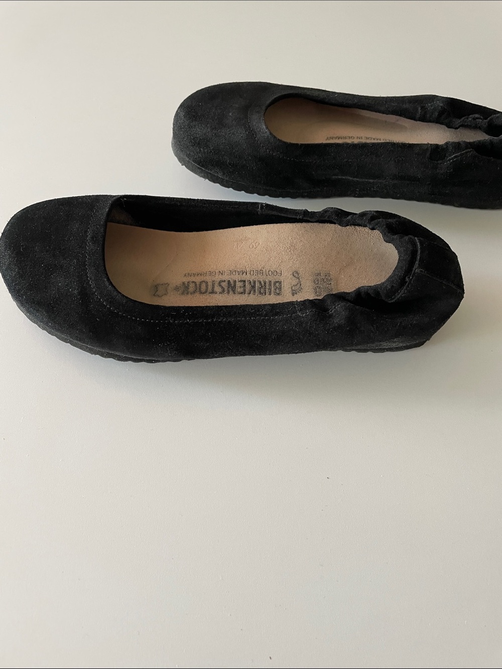 Birkenstock Black Suede Celina 1 Slip-On Ballet Flats 40 wide - Picture 4 of 5